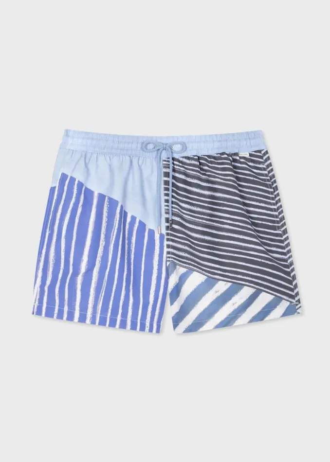 MensWomens Paul Smith Monogrammed Gifts Blue 039Pencil Stripe Collage039 Swim Shorts MensWomens Paul Smith Monogrammed Gifts Blue 039Pencil Stripe Collage039 Swim Shorts