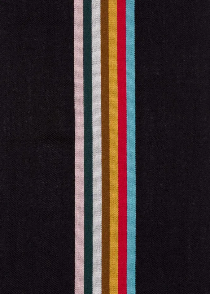 MensWomens Paul Smith Scarves Black WoolBlend Central Multi Stripe Scarf MensWomens Paul Smith Scarves Black WoolBlend Central Multi Stripe Scarf
