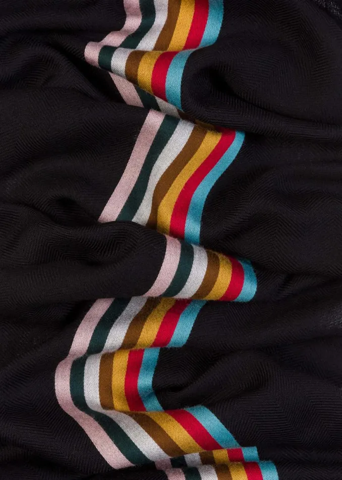 MensWomens Paul Smith Scarves Black WoolBlend Central Multi Stripe Scarf MensWomens Paul Smith Scarves Black WoolBlend Central Multi Stripe Scarf