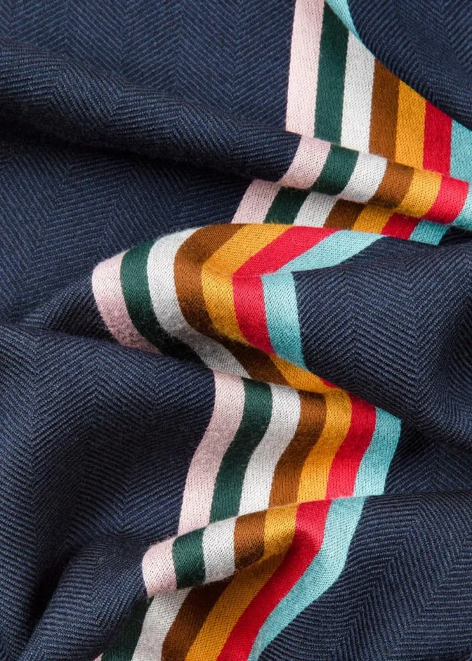 MensWomens Paul Smith Scarves Dark Blue Central Multi Stripe Scarf MensWomens Paul Smith Scarves Dark Blue Central Multi Stripe Scarf