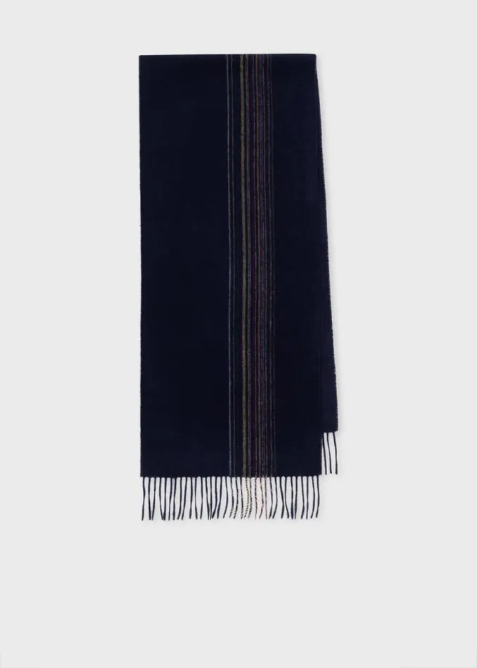 MensWomens Paul Smith Scarves Navy LambswoolCashmere Offset Faded 039Signature Stripe039 Scarf MensWomens Paul Smith Scarves Navy LambswoolCashmere Offset Faded 039Signature Stripe039 Scarf