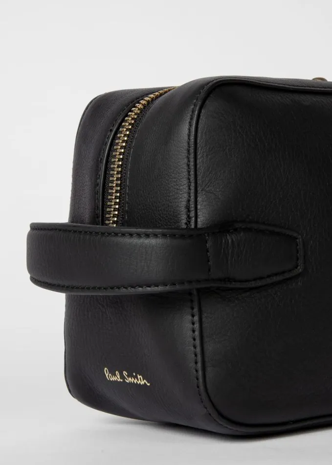 MensWomens Paul Smith The Classics Black Leather 039Signature Stripe039 Wash Bag MensWomens Paul Smith The Classics Black Leather 039Signature Stripe039 Wash Bag