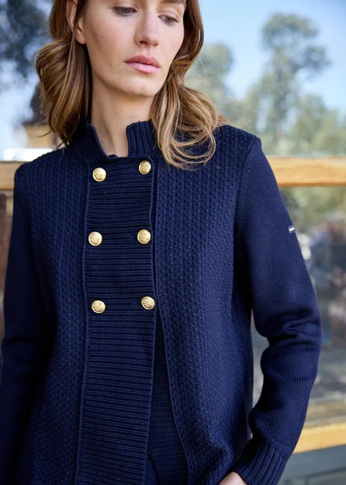 Meribel Knit Jacket With Gold Buttons Navy Women Saint James Sweaters Cardigans and Jackets Meribel Knit Jacket With Gold Buttons Navy Women Saint James Sweaters Cardigans and Jackets