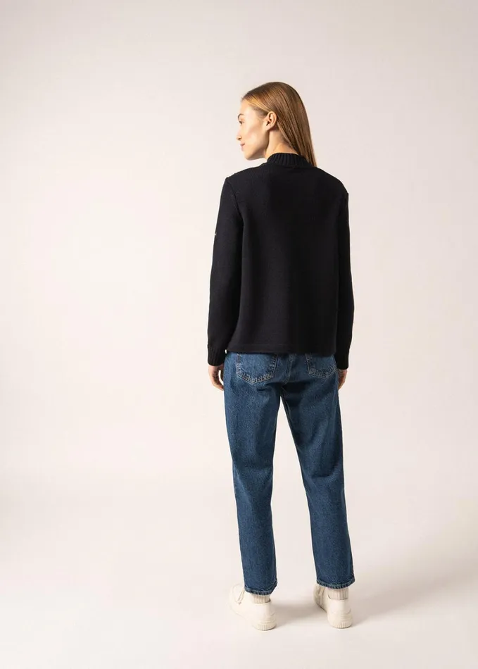 Meribel Knit Jacket With Gold Buttons Navy Women Saint James Sweaters Cardigans and Jackets