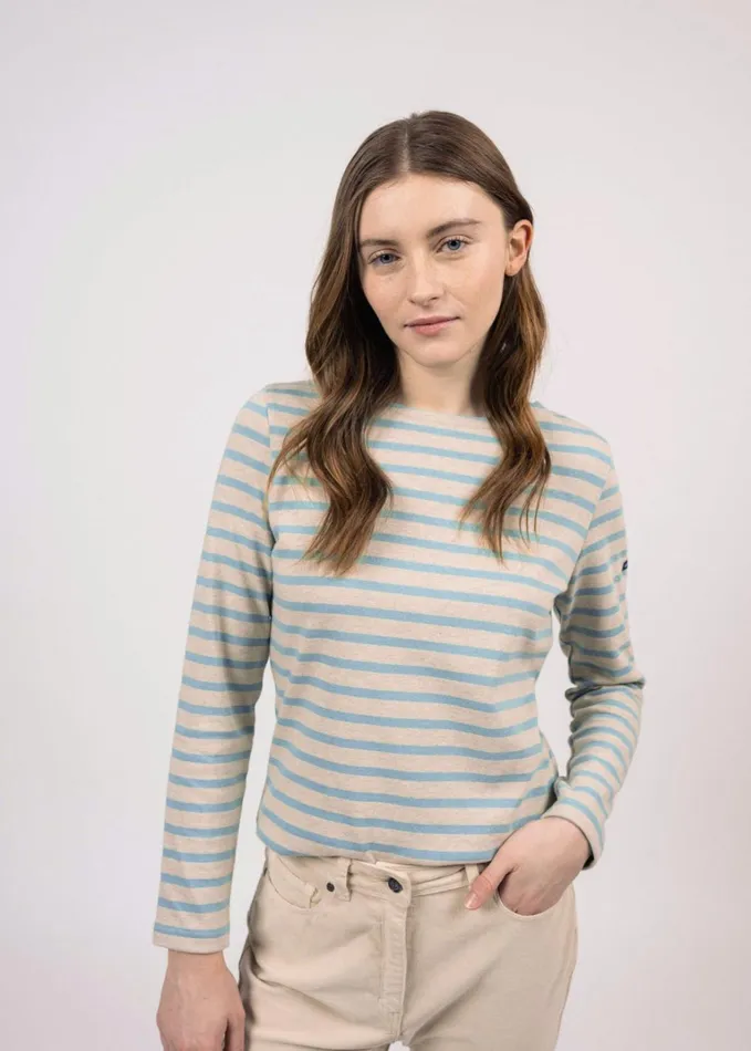 Meridame Ii Authentic Breton Shirt Heavyweight Cotton Oatmealoxygenblue Women Saint James Aw24 Meridame Ii Authentic Breton Shirt Heavyweight Cotton Oatmealoxygenblue Women Saint James Aw24