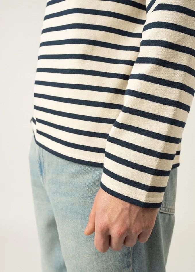 Meridien Moderne Original Breton Shirt Heavyweight Cotton Ecrunavy Men Saint James Breton Striped Shirts