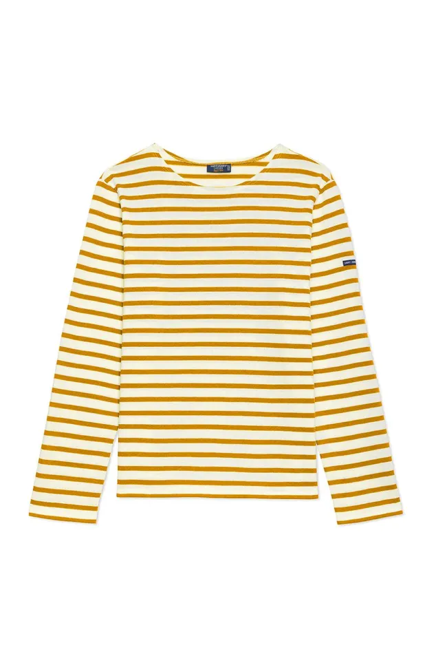 Meridien Moderne Original Breton Shirt Heavyweight Cotton Ivoryamber Men Saint James Aw24 Meridien Moderne Original Breton Shirt Heavyweight Cotton Ivoryamber Men Saint James Aw24