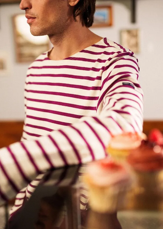 Meridien Moderne Original Breton Shirt Heavyweight Cotton Ivoryplum Men Saint James Breton Striped Shirts Meridien Moderne Original Breton Shirt Heavyweight Cotton Ivoryplum Men Saint James Breton Striped Shirts