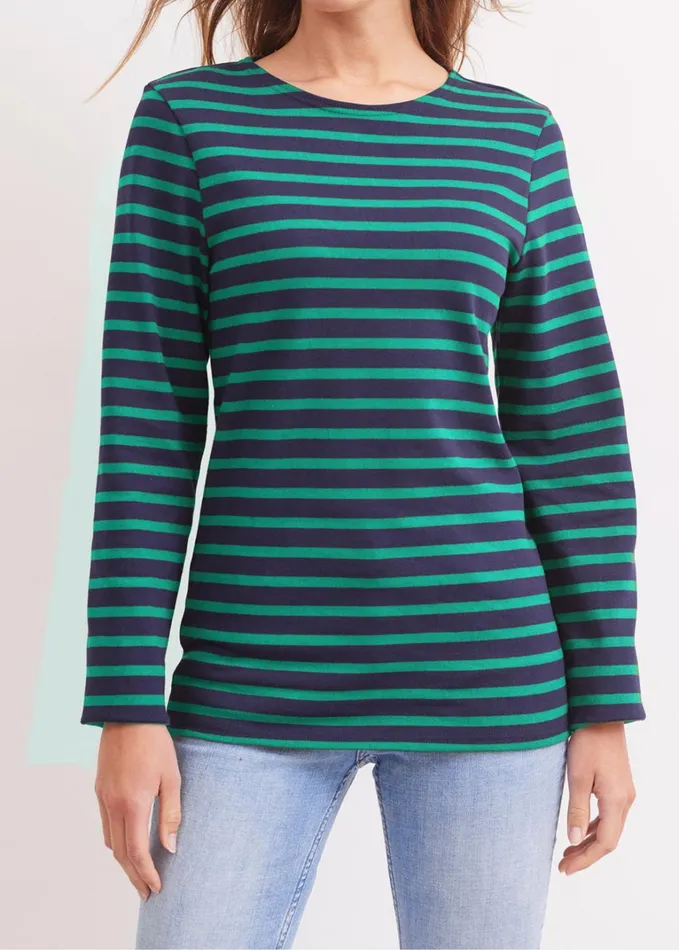 Meridien Moderne Original Breton Shirt Heavyweight Cotton Navykellygreen Men Saint James Aw24 Meridien Moderne Original Breton Shirt Heavyweight Cotton Navykellygreen Men Saint James Aw24