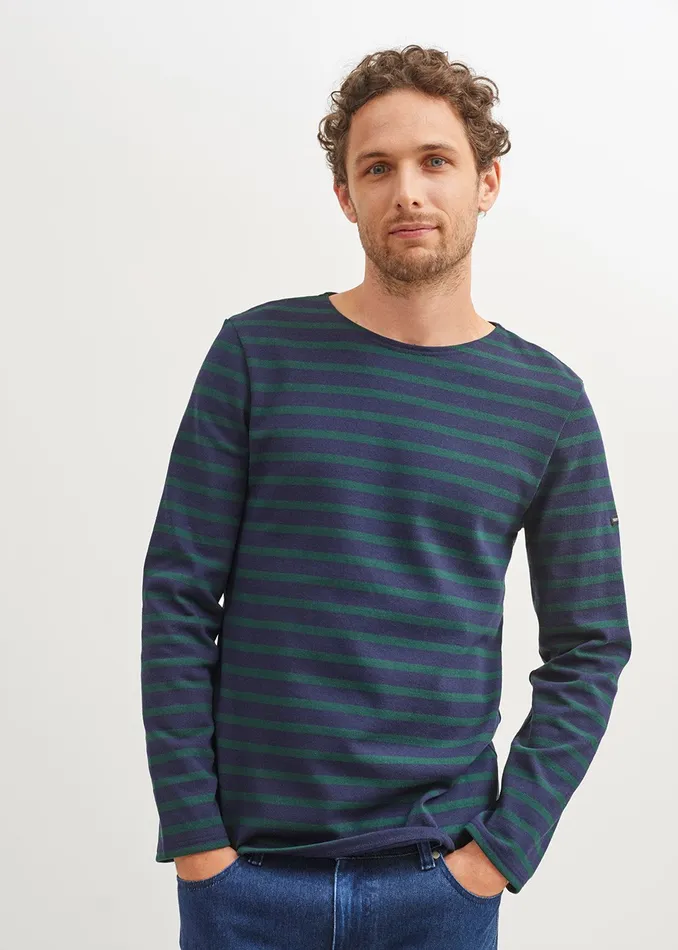 Meridien Moderne Original Breton Shirt Heavyweight Cotton Navypinegreen Men Saint James Breton Striped Shirts Meridien Moderne Original Breton Shirt Heavyweight Cotton Navypinegreen Men Saint James Breton Striped Shirts