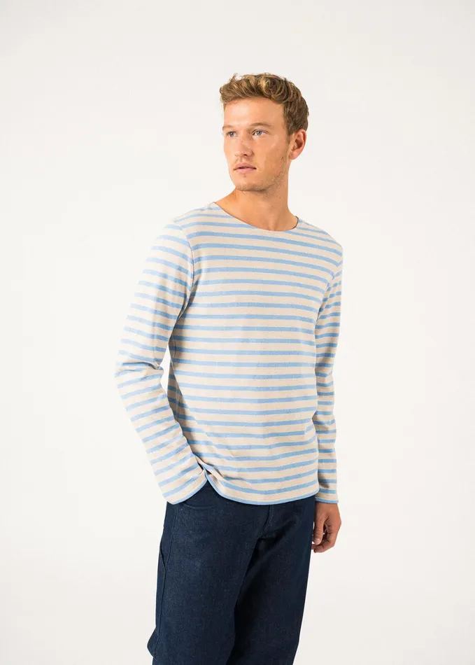 Meridien Moderne Original Breton Shirt Heavyweight Cotton Oatmealoxygenblue Women Saint James Aw24 Meridien Moderne Original Breton Shirt Heavyweight Cotton Oatmealoxygenblue Women Saint James Aw24