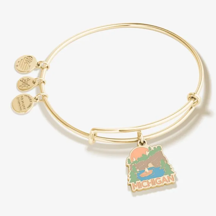 Michigan Charm Bangle Bracelet Shiny Gold Women Alex And Ani Iconic Alex And Ani Michigan Charm Bangle Bracelet Shiny Gold Women Alex And Ani Iconic Alex And Ani