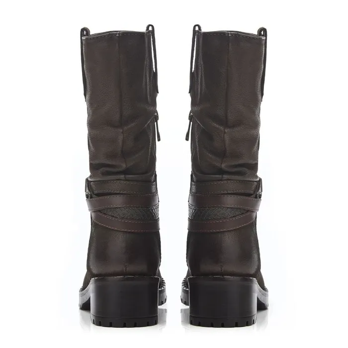 MidCalf Boots Women Moda In Pelle Beckette Khaki Nubuck
