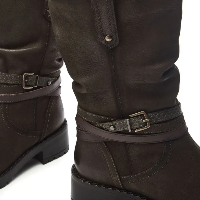 MidCalf Boots Women Moda In Pelle Beckette Khaki Nubuck