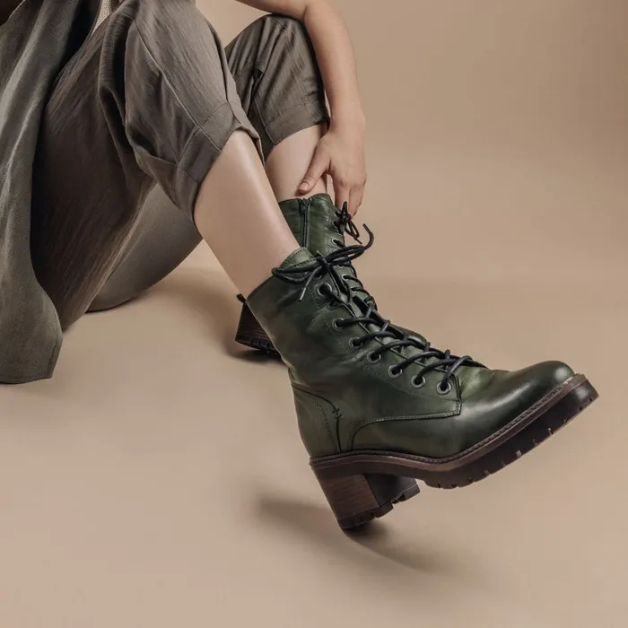 MidCalf Boots Women Moda In Pelle Bellzie Green Leather