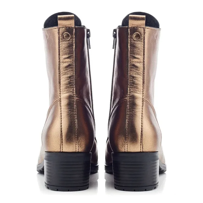 MidCalf Boots Women Moda In Pelle Bezzie Gold Metallic Leather