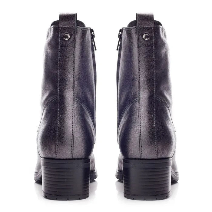 MidCalf Boots Women Moda In Pelle Bezzie Grey Metallic Leather