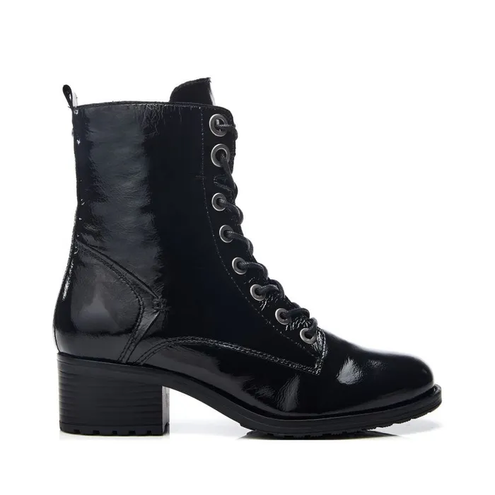 MidCalf Boots Women Moda In Pelle Bezzie Jet Black Patent Leather