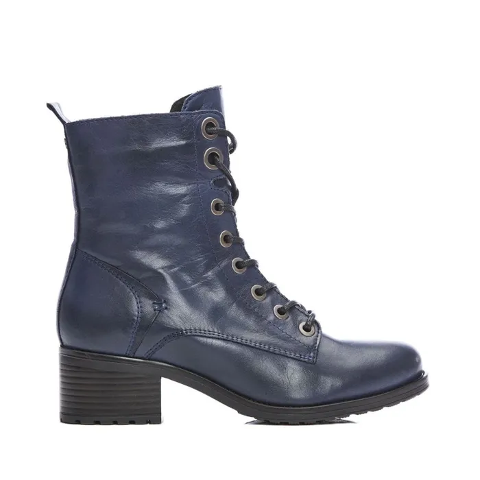 MidCalf Boots Women Moda In Pelle Bezzie Navy Leather