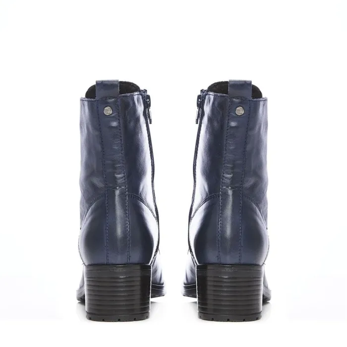 MidCalf Boots Women Moda In Pelle Bezzie Navy Leather