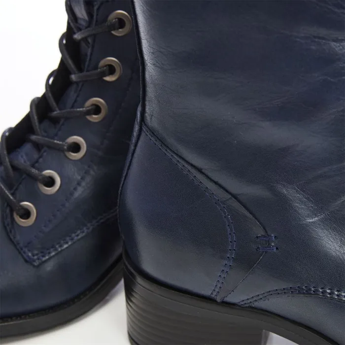 MidCalf Boots Women Moda In Pelle Bezzie Navy Leather