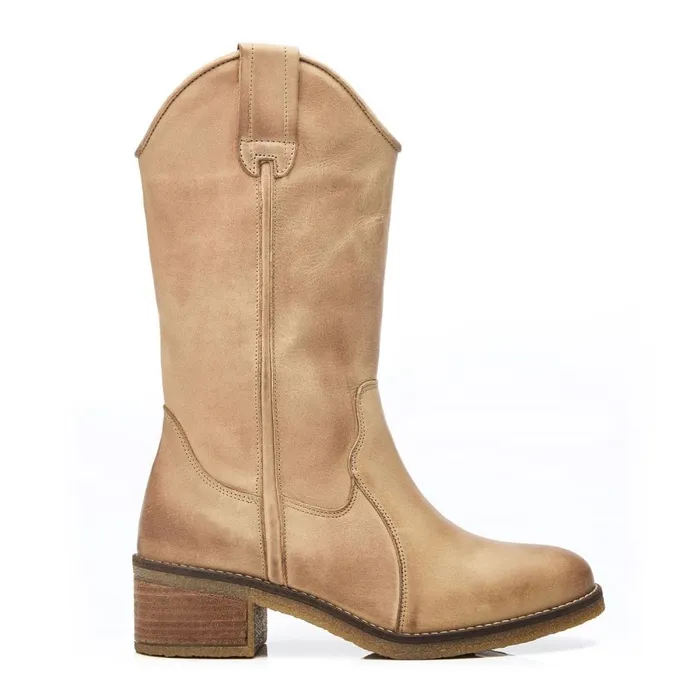 MidCalf Boots Women Moda In Pelle Dana Taupe Nubuck