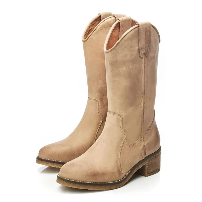 MidCalf Boots Women Moda In Pelle Dana Taupe Nubuck