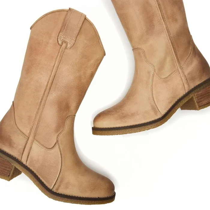 MidCalf Boots Women Moda In Pelle Dana Taupe Nubuck