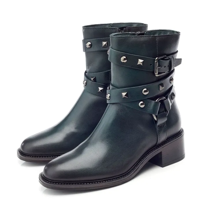 MidCalf Boots Women Moda In Pelle Orsun Green Leather