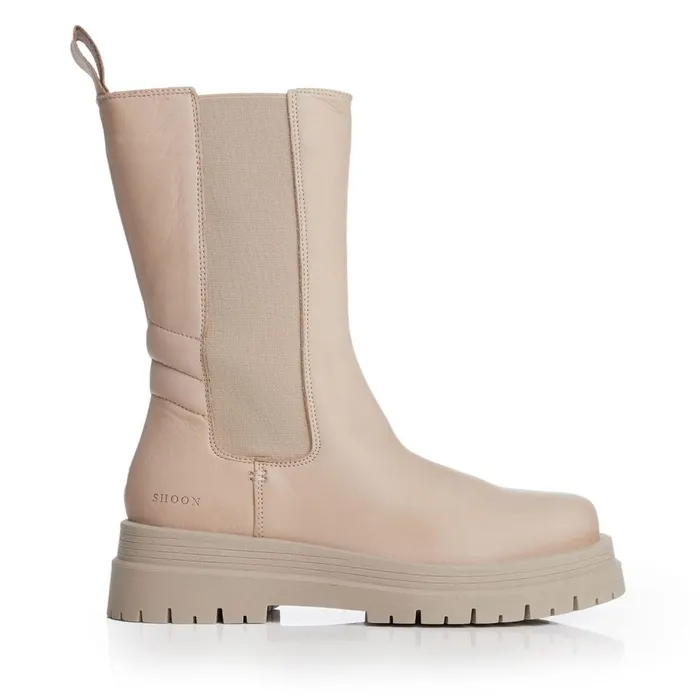 MidCalf Boots Women Moda In Pelle Shoon Sh Idiom Beige Leather