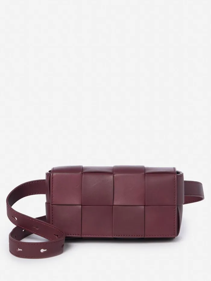 Mini Totes and Crossbody Bags WomenMen JMcLaughlin Bahia Woven Leather Belt Bag Burgundy