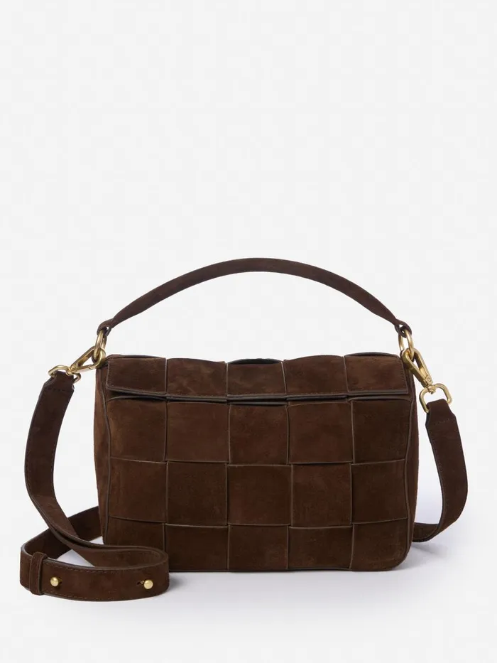 Mini Totes and Crossbody Bags WomenMen JMcLaughlin Deni Woven Suede Crossbody Dark Brown