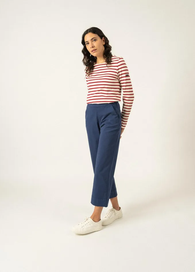 Minquidame Breton Striped Shirt With Long Sleeve Soft Cotton Ecrumaroon Women Saint James Breton Striped Shirts