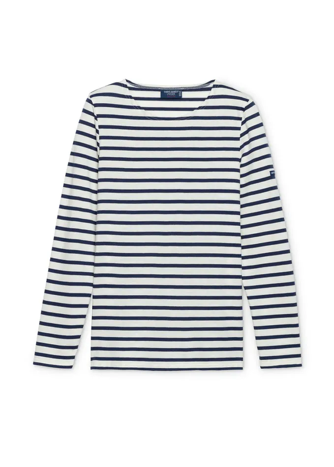Minquidame Breton Striped Shirt With Long Sleeve Soft Cotton Ecrunavy Women Saint James Breton Striped Shirts