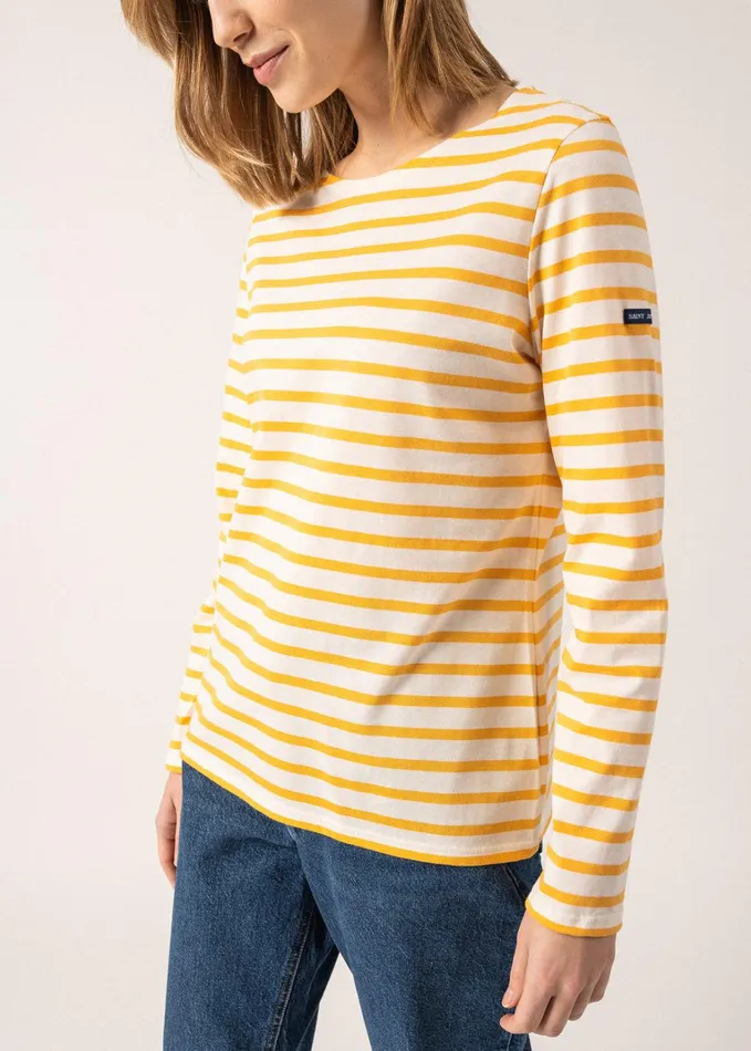 Minquidame Breton Striped Shirt With Long Sleeve Soft Cotton Ivoryamber Women Saint James Aw24