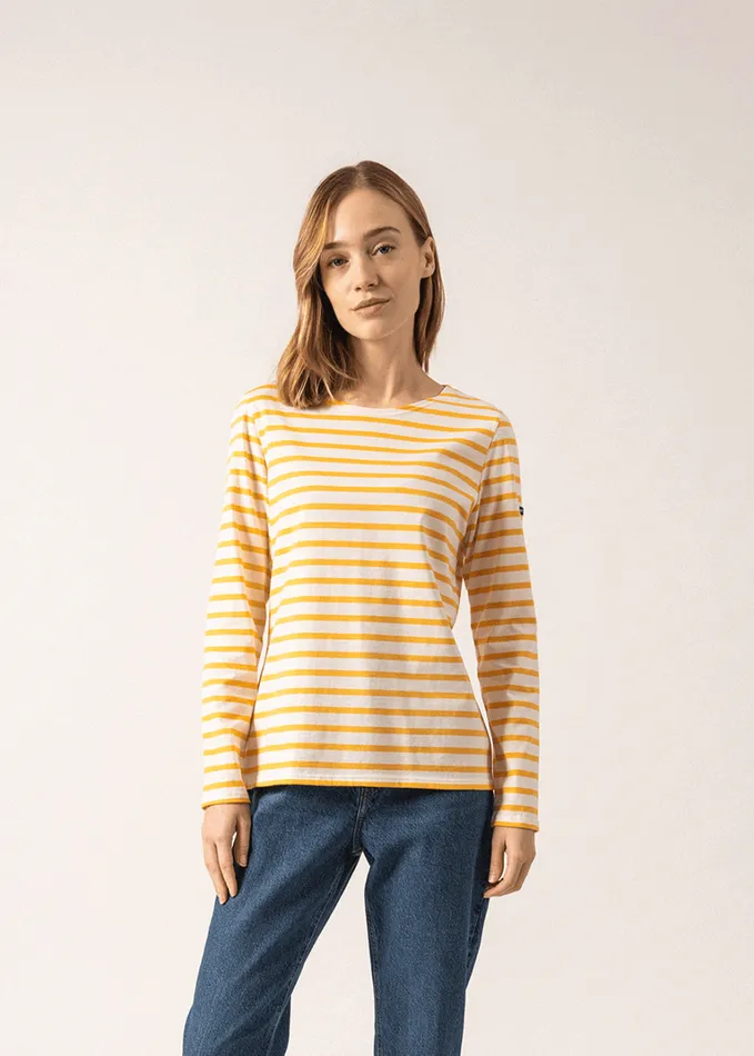 Minquidame Breton Striped Shirt With Long Sleeve Soft Cotton Ivoryamber Women Saint James Aw24