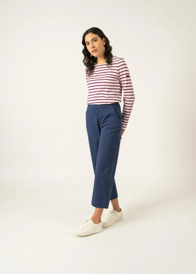 Minquidame Breton Striped Shirt With Long Sleeve Soft Cotton Ivoryplum Women Saint James Aw24