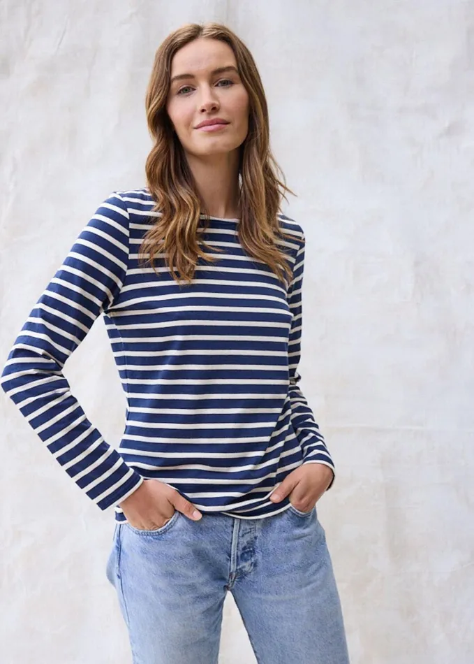 Minquidame Breton Striped Shirt With Long Sleeve Soft Cotton Navyecru Women Saint James Breton Striped Shirts Minquidame Breton Striped Shirt With Long Sleeve Soft Cotton Navyecru Women Saint James Breton Striped Shirts