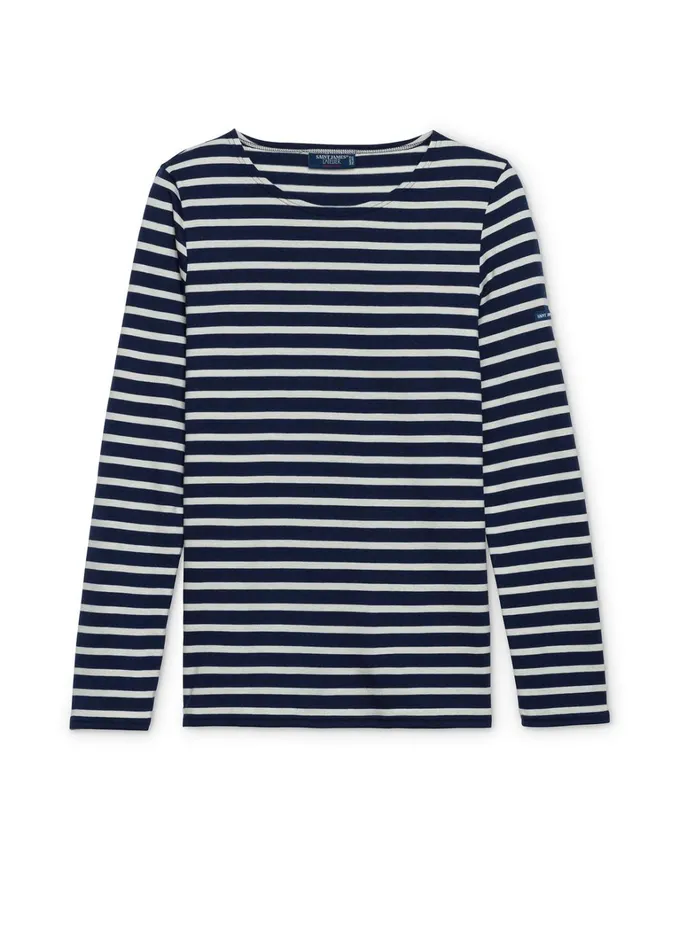 Minquidame Breton Striped Shirt With Long Sleeve Soft Cotton Navyecru Women Saint James Breton Striped Shirts