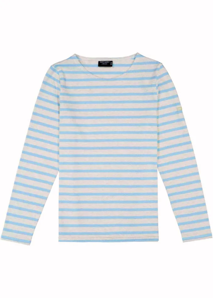 Minquidame Breton Striped Shirt With Long Sleeve Soft Cotton Oatmealoxygenblue Women Saint James Breton Striped Shirts Minquidame Breton Striped Shirt With Long Sleeve Soft Cotton Oatmealoxygenblue Women Saint James Breton Striped Shirts