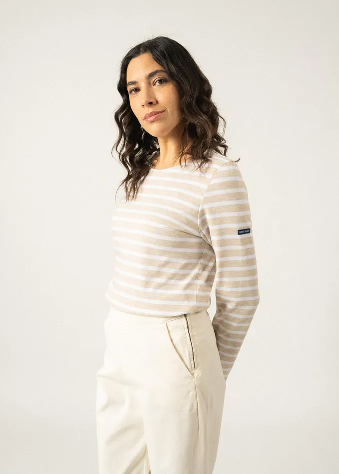 Minquidame Breton Striped Shirt With Long Sleeve Soft Cotton Oatmealwhite Women Saint James Breton Striped Shirts Minquidame Breton Striped Shirt With Long Sleeve Soft Cotton Oatmealwhite Women Saint James Breton Striped Shirts