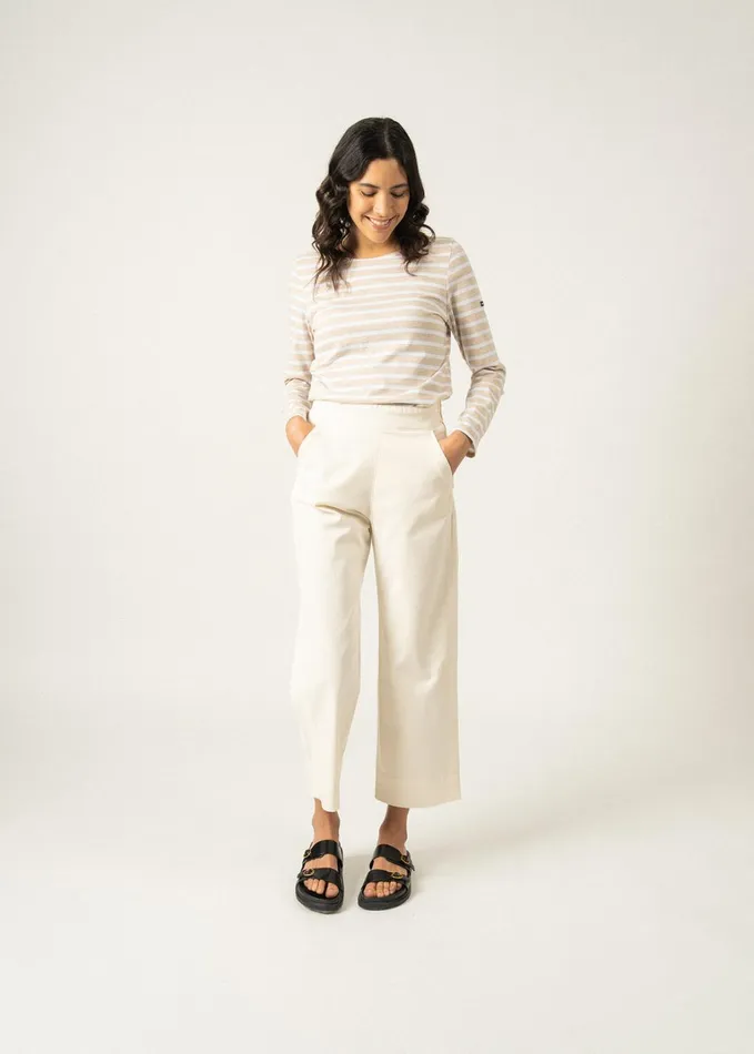 Minquidame Breton Striped Shirt With Long Sleeve Soft Cotton Oatmealwhite Women Saint James Breton Striped Shirts