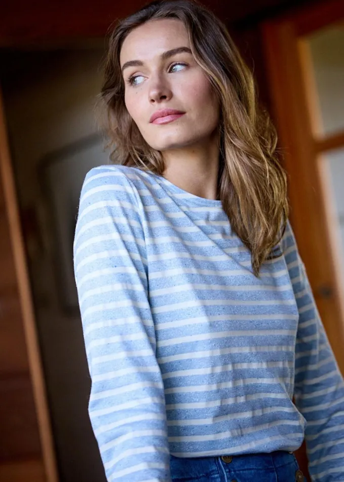 Minquidame Glitter Breton Striped Shirt With Glitters Soft Cotton Lightblueecru Women Saint James Breton Striped Shirts Minquidame Glitter Breton Striped Shirt With Glitters Soft Cotton Lightblueecru Women Saint James Breton Striped Shirts