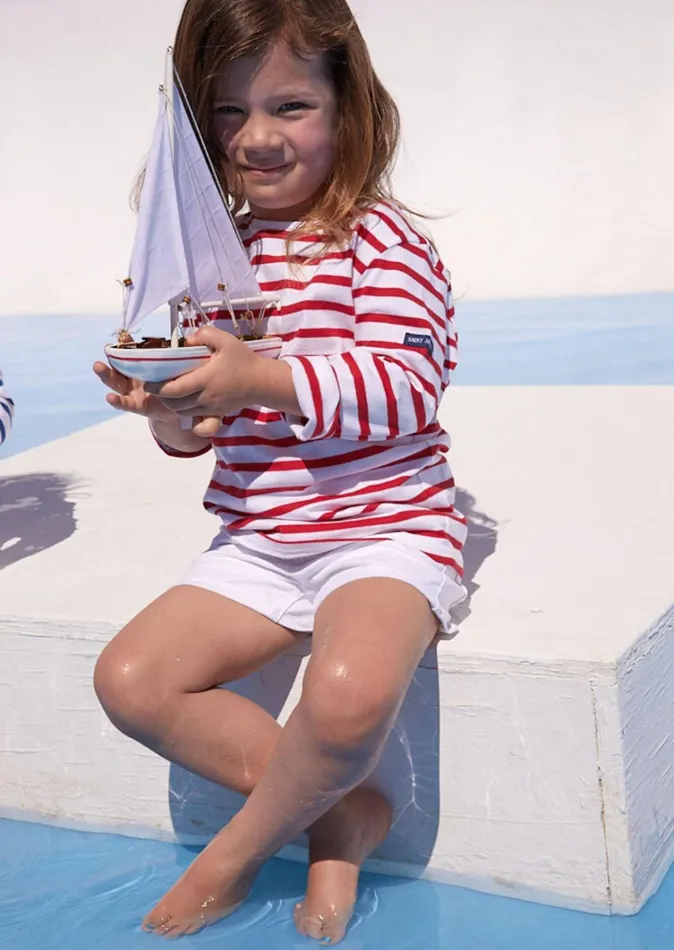 Minquiers Authentic Breton Shirt In Soft Cotton Whitered Kids Saint James Breton Striped Shirts Minquiers Authentic Breton Shirt In Soft Cotton Whitered Kids Saint James Breton Striped Shirts