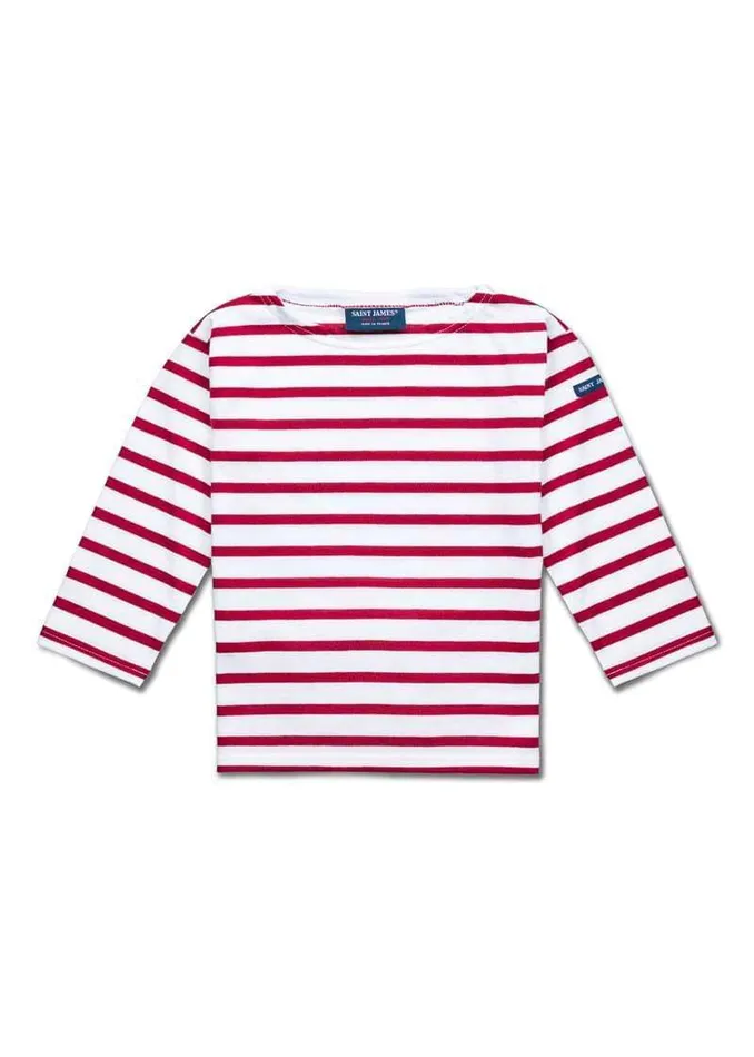 Minquiers Authentic Breton Shirt In Soft Cotton Whitered Kids Saint James Breton Striped Shirts