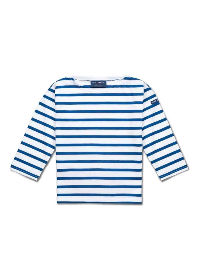 Minquiers Authentic Breton Shirt In Soft Cotton Whiteroyalblue Kids Saint James Breton Striped Shirts