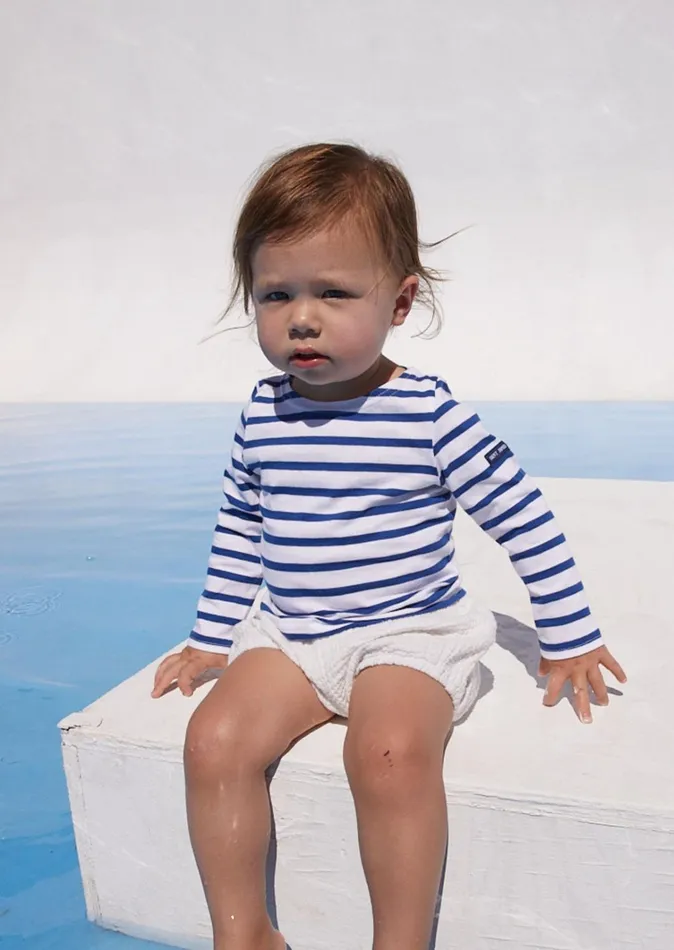 Minquiers Authentic Breton Shirt In Soft Cotton Whiteroyalblue Kids Saint James Breton Striped Shirts
