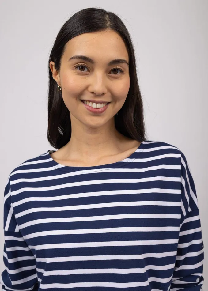 Minquiers Drop Ii DropShoulder Breton Striped Shirt Soft Cotton Straight Fit Navywhite Women Saint James Breton Striped Shirts