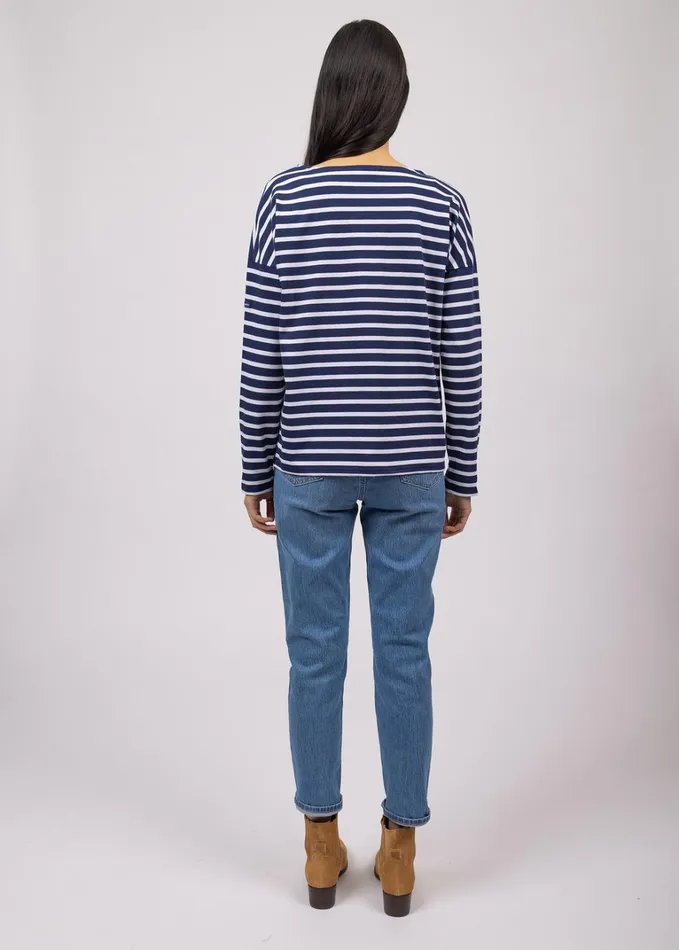 Minquiers Drop Ii DropShoulder Breton Striped Shirt Soft Cotton Straight Fit Navywhite Women Saint James Breton Striped Shirts