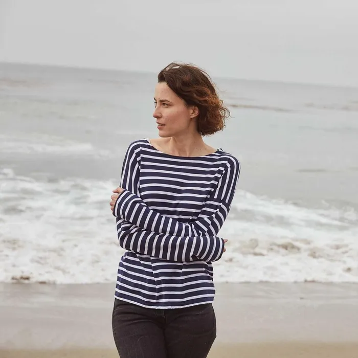 Minquiers Drop Ii DropShoulder Breton Striped Shirt Soft Cotton Straight Fit Navywhite Women Saint James Breton Striped Shirts